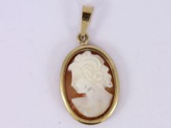 CAMEO PENDANT 9CT GOLD LADIES STUNNING VINTAGE 375 2.1G AM88