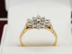 DIAMOND CLUSTER RING 18CT GOLD LADIES ENGAGEMENT SIZE S W2