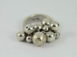 BEAD CHAIN RING STERLING SILVER STUNNING SIZE I 925 12.9G CX4