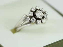 DIAMOND CLUSTER RING 18CT WHITE GOLD LADIES SIZE M 1/2 750 7.2G CY2