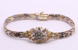 STERLING SILVER GOLD OVERLAY LADIES FLOWER BRACELET 7.5