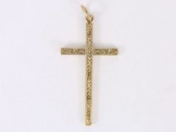 CROSS PENDANT 9CT GOLD LADIES GENTS CRUCIFIX 375 1.8G BJ72