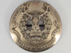 RARE VICTORIAN GORDON HIGHLANDERS STERLING SILVER OFFICERS PLAID BADGE 135G