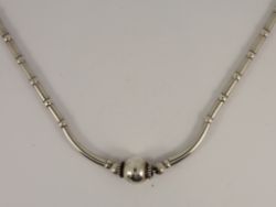 BEAD & TUBE LINK NECKLACE STERLING SILVER LADIES STUNNING 925 22.2G IE100