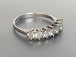 DIAMOND SEVEN STONE RING 18CT WHITE GOLD 0.70CT LADIES SIZE M 750 2.8G