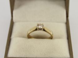 DIAMOND SOLITAIRE RING 9CT YELLOW GOLD LADIES SIZE L 375 2.8G ID72