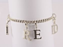 LETTER CHARM BRACELET STERLING SILVER LADIES CHARMS NAME 7.75