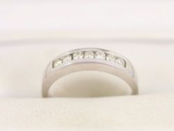 DIAMOND HALF ETERNITY RING 18CT WHITE GOLD LADIES SIZE L 1/2 750 3.8G BO35