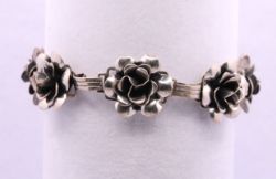 STERLING SILVER ROSE FLOWER CHAIN BRACELET 7.5