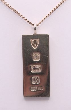 STERLING SILVER BULLION PENDANT CHARM CUBAN CHAIN NECKLACE 17.75