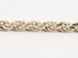 DIAMOND CUT ROPE CHAIN NECKLACE STERLING SILVER 20