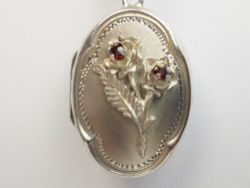 VINTAGE ROSE LOCKET PENDANT STERLING SILVER STYLIC LADIES NECKLACE 925 7.9G GF89