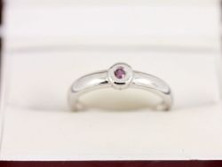 RUBY SOLITAIRE RING STERLING SILVER LADIES STUNNING SIZE O 925 2.1G AX57