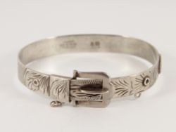 VINTAGE EXCALIBUR HINGED BANGLE STERLING SILVER LADIES BRACELET 7