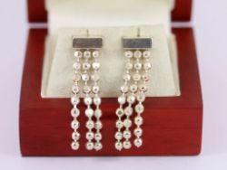 DANGLE EARRINGS STERLING SILVER LADIES BUTTERFLY BACK STUNNING 925 6.3G AM33