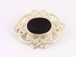 ONYX BROOCH STERLING SILVER LADIES CELTIC 925 5.8G CB91