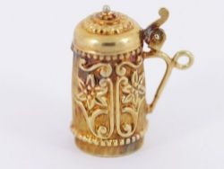 BEER STEIN CHARM MUG VINTAGE 9CT GOLD 375 LUCKY CHARMS GOOD LUCK PENDANT Q70