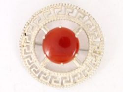 ROBERT ALLISON BROOCH CARNELIAN STERLING SILVER VINTAGE LADIES 925 7.6G CM44
