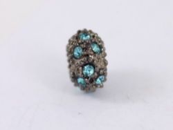 AQUAMARINE BEAD CHARM SILVER LADIES LUCKY 2.5G OM64