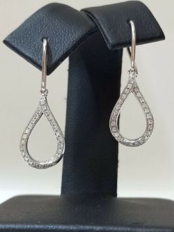 DIAMOND HOOK EARRINGS 9CT WHITE GOLD