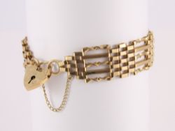 VINTAGE GATE BRACELET 9CT YELLOW GOLD LADIES 7.5