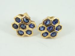 SAPPHIRE STUD EARRINGS 14K GOLD STUNNING LADIES 585 2.8G FE44