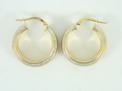 LADIES HOOP EARRINGS 9CT YELLOW GOLD STUNNING 375 3G FE31