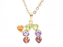RUBY AMETHYST PENDANT 14K GOLD LADIES STUNNING CHAIN NECKLACE 18.75