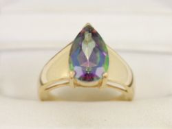 MYSTIC TOPAZ SOLITAIRE RING 9CT GOLD LADIES STUNNING SIZE R 375 6.2G CB18