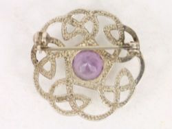 ORTAK AMETHYST CELTIC BROOCH STERLING SILVER LADIES STUNNING 925 4.3G CM38