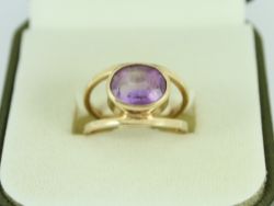 AMETHYST SOLITAIRE RING 9CT GOLD LADIES SIZE K 1/2 375 4G ET5