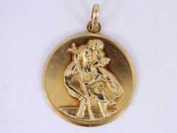 ST CHRISTOPHER PENDANT 9CT GOLD LADIES GENTS GOOD LUCK 375 4G AJ94