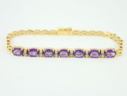 AMETHYST BRACELET 14KT GOLD LADIES STUNNING 7.25