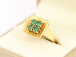 EMERALD FOUR STONE 9CT GOLD LADIES STUNNING SIZE P 375 3.7G CH80