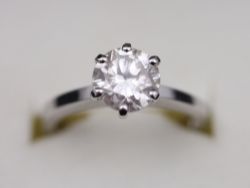 DIAMOND SOLITAIRE RING 14K WHITE GOLD 1.75CT LADIES SIZE M 1/4 585 4.2G EB67