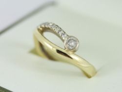 DIAMOND ENGAGEMENT RING 14K TWO TONE GOLD SIZE O 585 3.6G CY32