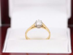 DIAMOND SOLITAIRE RING 18CT GOLD LADIES SIZE H 1/2 Z44