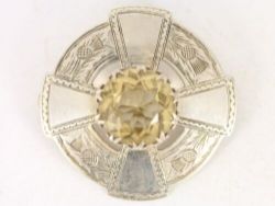 ROBERT ALLISON BROOCH SMOKY QUARTZ STERLING SILVER LADIES VINTAGE 925 11.4G CM39