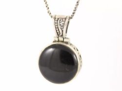 ONYX PENDANT STERLING SILVER LADIES STUNNING NECKLACE 925 CM43