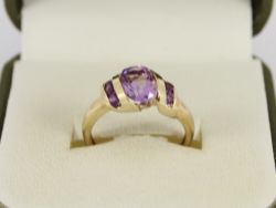 AMETHYST SOLITAIRE RING 9CT GOLD LADIES STUNNING SIZE K 375 2.4G EU3