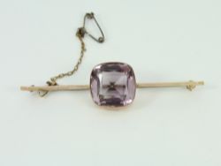 VINTAGE AMETHYST BROOCH 9CT GOLD LADIES STUNNING 375 6G ET66