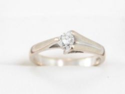 DIAMOND SOLITAIRE ENGAGEMENT RING 18CT WHITE GOLD LADIES SIZE N S30