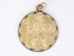 ST CHRISOPHER PENDANT 9CT GOLD VINTAGE LUCKY CHARM GOOD LUCK 375 P14