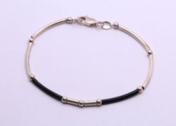 STERLING SILVER BALL & LINK CHAIN BRACELET 7