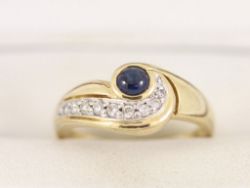 DIAMOND AND SAPPHIRE RING 14K GOLD LADIES SIZE M 1/2 585 3.7G CA94