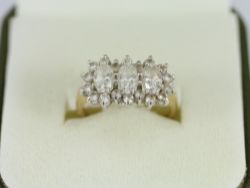 CLUSTER RING 14K GOLD LADIES STUNNING SIZE M 585 3.9G EN90
