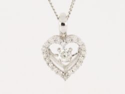 DIAMOND HEART SHAPED PENDANT 9CT WHITE GOLD LADIES 375 1.4G ET73