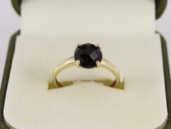 ONYX SOLITAIRE RING 9CT GOLD LADIES STUNNING SIZE O 375 1.6G EU6