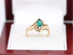 DIAMOND AND EMERALD RING 14K GOLD LADIES SIZE L 585 F67