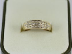 DIAMOND CLUSTER RING 9CT GOLD LADIES SIZE L 3/4 375 2.5G EO13